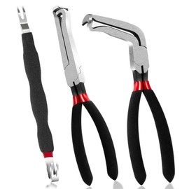 8" 60-Degree Electrical Disconnect Pliers Set, 3-Piece Angled Push Tab Removal Tool for Automotive Connectors, Sensors & Wiring Harness Clips