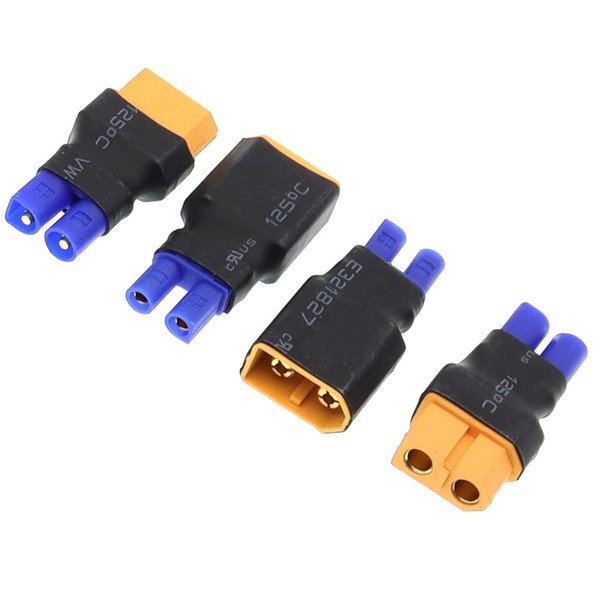 2Pairs Treehobby RC XT60 to EC2 Plug Female Male Adapter Connector for Lipo NiMH NiCd Battery Charger ESC