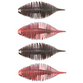 4Pcs Soft Swimbait Soft Plastic Fishing Lures Bass Lures Swim Baits Lures Spiral Lure for Bass Fishing Worms for Bass Trout Walleye, Black, Red