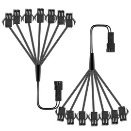 jose2015 2PCS EL Wire Splitter 7 Way,7 Female to 1 Male Splitter Y Cable,2-Pin Extension Cable Wire Connector for LED Glow Light Multi-Color Neon Strip