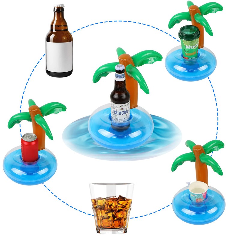 LIYDE 6 Pack Palm Tree Inflatable Drink Holder Floaties for
