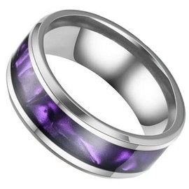 Fantasy Forge Jewelry Synthetic Amethyst Ring Silver Stainless Steel Genderless Purple Wedding Band Sizes 5.5-14 (9)