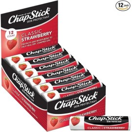 ChapStick Lip Care, Classic Strawberry 12-Count – Bulk Lip Balm, Fruity & Sweet,