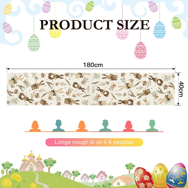 Artscope Happy Easter Table Runner Spring Easter Holiday with Hearts