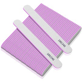 Pack of 50 Nail Files 180/240 Grit Nail Files for Natural Nails, Professional Nail File for Fingernails, Double-Sided Emery Board Nail File for Nail Studio