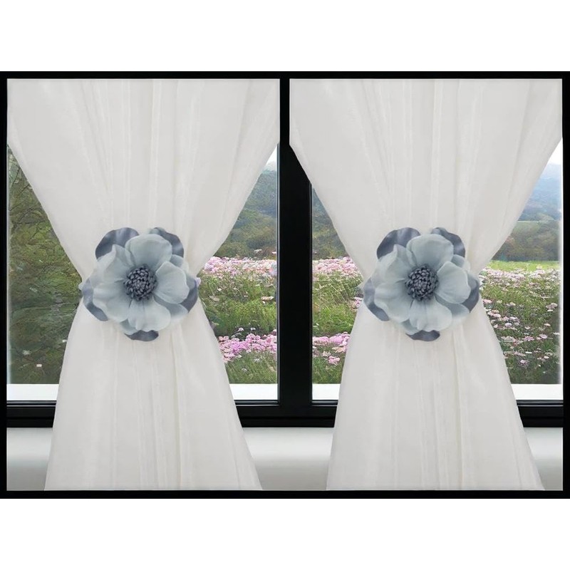 SUQ I OME 1 Pair of Curtain Tiebacks, Elegant Pearl