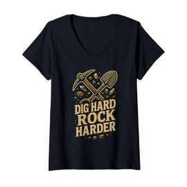 Womens Rock Hound Geology Fossil Hunter Mineral Collector Gift V-Neck T-Shirt