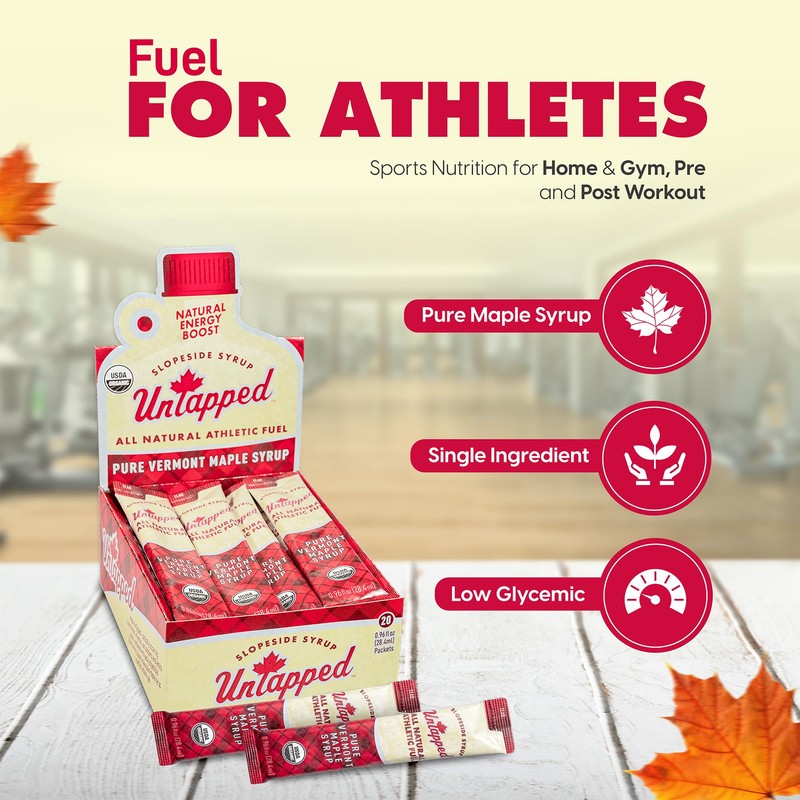 UnTapped Vermont Maple Syrup Packets for Athletes, Box of 20-0.96