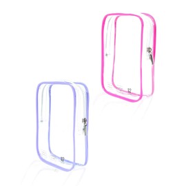 2 Packing Cubes Clear Tsa Approved Toiletry Bag Makeup Pouches for Liquids Travel Bag Quart Size Flight Airplane Essentials, Air Plane Trip Accessories Must Haves Women Necessities Pink & Purple