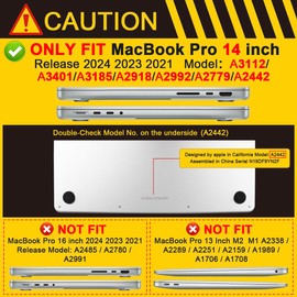 Batianda Case for New MacBook Pro 14 inch M5 M4 M3 M2 Pro/Max Chip 2025 2024 2023 2021 Release, Heavy Duty Shockproof Hard Shell Protective Cover Fold Kickstand & Keyboard Cover, Gray