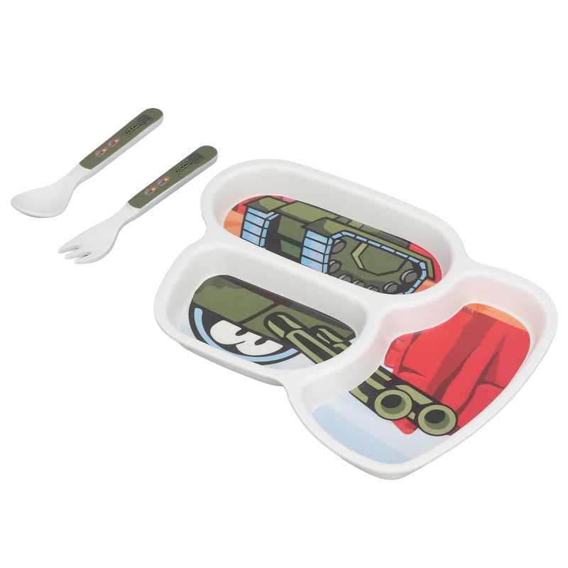 Children Tableware Set Cartoon Printed Unbreakable Divided Plate Toddler Eating