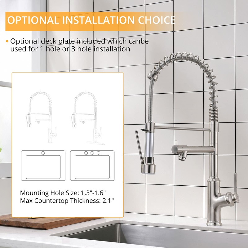 Commercial Kitchen Faucet AIMADI,Kitchen Faucets with Pull Down Sprayer Brushed