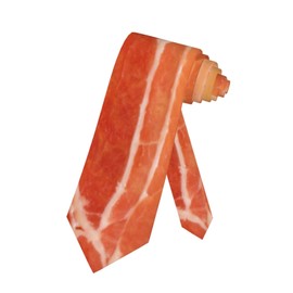 SKT T1 Men's Neckties Bacon Slice Ties Funny Fresh Streaky Brisket Slices Neckties for Holiday Party Wedding, Gifts for Men Boys Teens