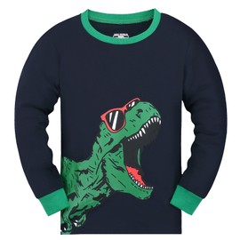 Gumyoss Boys Pyjamas Set Kids Pjs Dinosaur Clothes Long Sleeve Cotton Winter Nightwear Sleepwear 2 Pcs 4-5 Years, Navy/Dinosaur