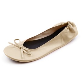 Silky Toes Foldable Flats for Women Purse Ballet Shoes Ballerina Slippers Nude