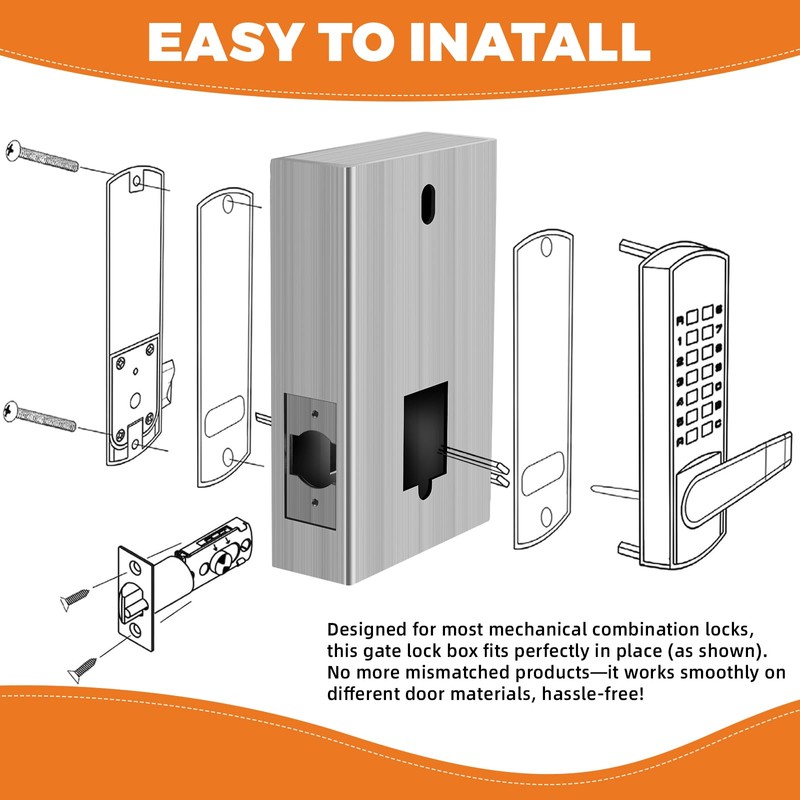 Steel Gate Lock Box,Untreated with Rust Preventive Oil,Iron Case for