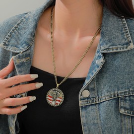 Eseres Patriotic Necklace Gold American Flag Necklaces for Patriot Native American Necklaces Eagle Pendant with 20in Stainless Steel Chain