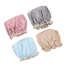 Outanaya 4pcs Pvc Material Shower Caps Waterproof Bath Cap for Women Funny Design Hair Care