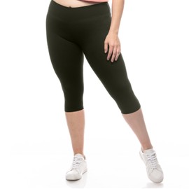 SATINA High Waisted Capri Leggings for Women - Capri Leggings for Women - High Waist for Tummy Control - Olive Capri Leggings for -3 Inch Waistband (One Size, Olive)