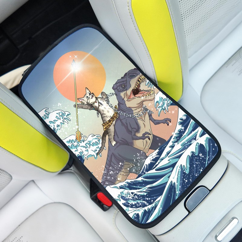 Cat and Dinosaur Car Center Console Cover,Car Armrest Pad Car