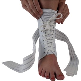 Bodyassist Sports Lock Lace-Up Ankle Guard, White Medium