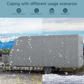 Frezon 27'-30' Travel Trailer Cover,Windproof and UV Resistant Camper Cover,Extra Thick RV Cover with Adhesive Repair Patches