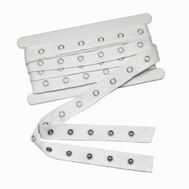 FQTANJU 2 Yards White Cotton Snap Button Trim Metal Snap Tape, Snaps Fastener Button Strips Snap Tape Ribbon for Sewing Cloth, Bodysuits, DIY Crafting and Sewing Projects