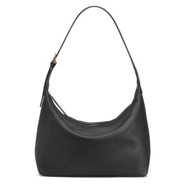 Kattee Leather Shoulder Bags for Women Trendy, Soft Top Grain Leather Hobo Handbags Crossbody with Removable Strap, Black