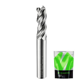 SHARPRO 3/8 Shank Carbide Square End Mill for Aluminum Cutting 3 Flute 3/8 Cutting Dia. 3 OVL. Uncoated (Bright) Finish Upcut Spiral CNC Milling Bit