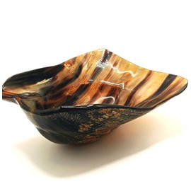 AYZCORP Handmade Vikings Horn Bowl Buffalo Horn Bowl for Salad | Horn Bowl for desk accessory Big Horn Bowl for holding keys, cuff links and coins