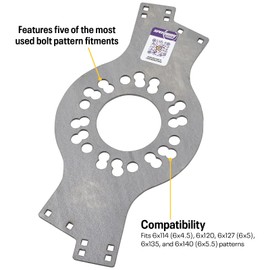 Speedway Motors WheelWise™ 6-Lug Wheel Fitment Tool Center Plate, Laser Cut 10 Gauge Steel, Expands Fitment to Multiple Bolt Patterns, Laser Etched for Accurate Measurement