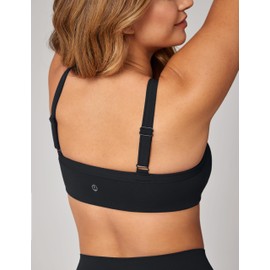 UNISSU Hugcurve Adjustable Sports Bra Square Neck Wireless Padded Yoga Workout Tops Black Large