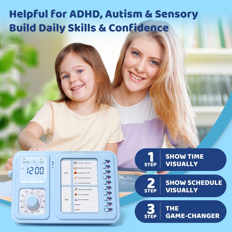 3-in-1 Visual Timer & ADHD Tool for Kids & Adults,