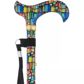 Royal RC Canes Mosaic Stained Window Folding Adjustable Derby Walking Cane