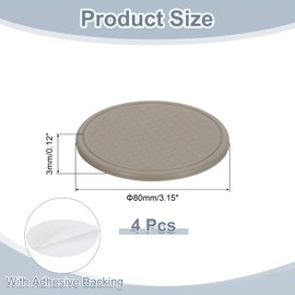 sourcing map 4Pcs Non-Slip Furniture Pads, 3.15" Round Anti Skid Rubber Caster Cups, Anti-Sliding Furniture Coasters, Anti Slide Floor Protectors Pads for Bed Couch Table (Beige)