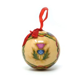 Royal Tara Scottish Bauble Thistle | Handcrafted Decoupage Culture of Scotland Snow Globes Irish Christmas Decoration | 7.5cm Round