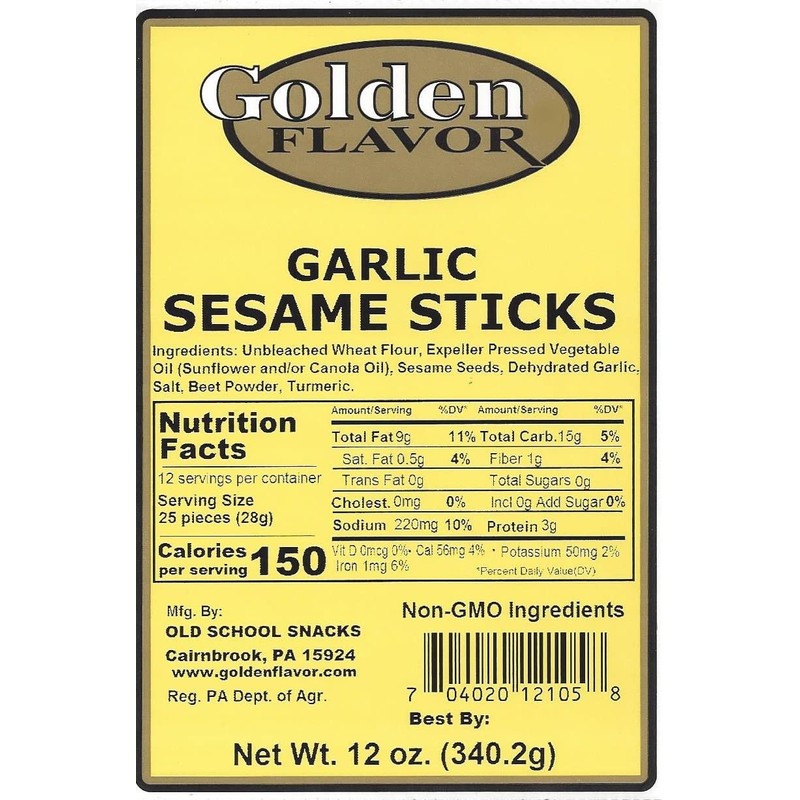 Golden Flavor - Garlic Sesame Sticks - 12 oz bags