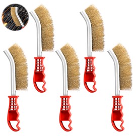 Brass Brush Grill Pack of 5 Barbecue Brush Brass Multi-Purpose Brass Wire Brush Grill Wire Brush Brass Steel Brush for Cleaning Weld Slag and Rust and Grill Residues