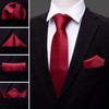 Barry.Wang Red Black Tie for Men Plaid Silk Necktie Pocket