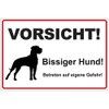 Sign 200 x 140 mm Caution Bissiger Hund Sturdy Aluminium