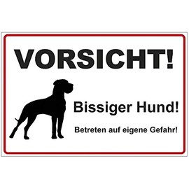 Sign 200 x 140 mm Caution Bissiger Hund Sturdy Aluminium / Dibond 3 mm Thick