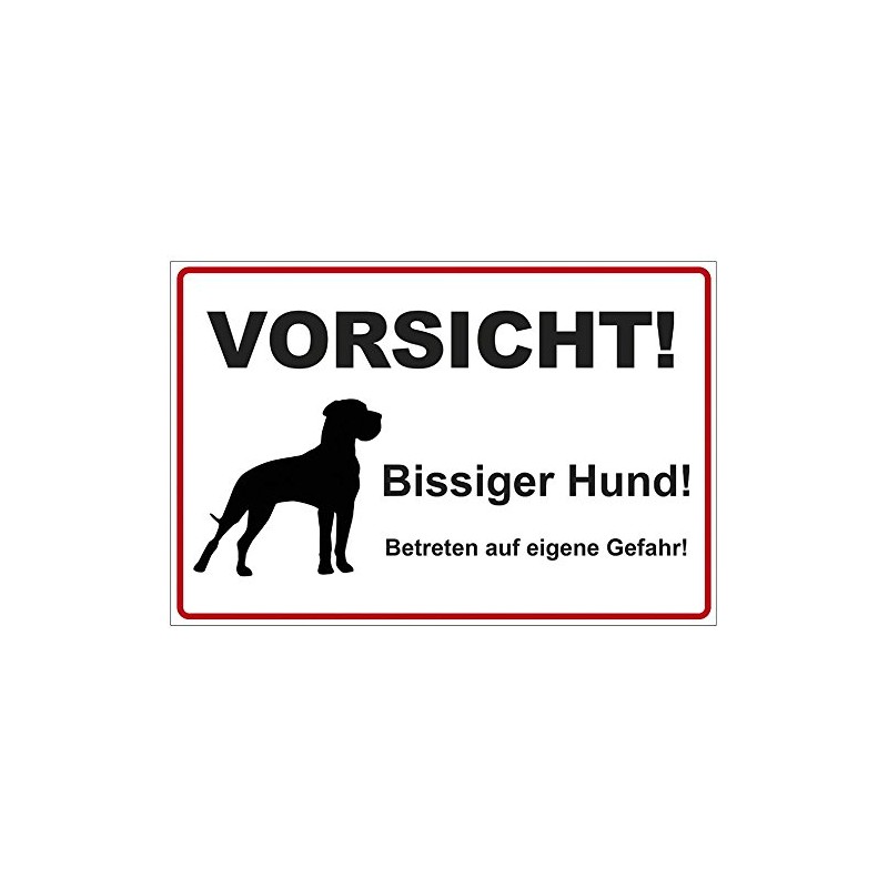 Sign 200 x 140 mm Caution Bissiger Hund Sturdy Aluminium