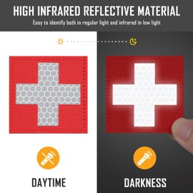 LIVANS Medic Cross - Parche reflectante Morale, parche táctico de primeros auxilios con gancho y bucle EMT, 2 paquetes para portador de placas IFAK