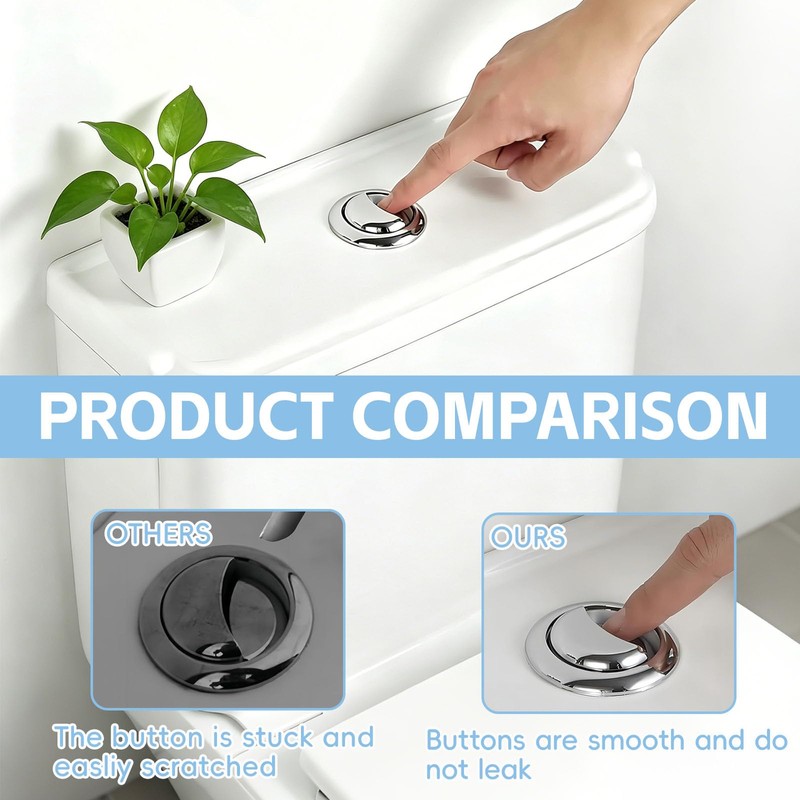 Pulsante Scarico WC Universale, Doppio Scarico, Kit Sostituzione, Compatibile Diametro