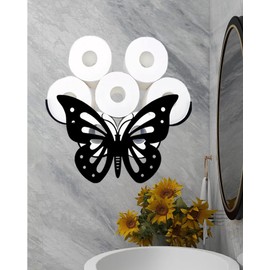 Funny Animal Decorative Butterfly Toilet Paper Holder, Metal Wall Mount Tissue Toilet Paper Holder for 8 Rolls, Toliet Paper Storage Basket, Butterfly Bathroom Decor Accessories