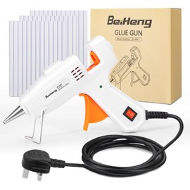 Hot Glue Gun, BeiHeng 20W Hot Melt Glue Gun Mini Glue Gun with 30pcs 7mm x 100mm Glue Sticks for School Crafts Handcrafts DIY Craft Projects and Home Quick Repairs (White)