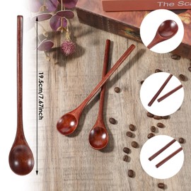 Ymapinc 2 PCS Wooden Honey Spoons for Tea, Long Spoons for Stirring, Wooden Honey Spoon, Coffee Spoons, Tea Spoons, Small Spoons, Tasting Spoons, Teaspoons for Mixing, Stirring, Eating