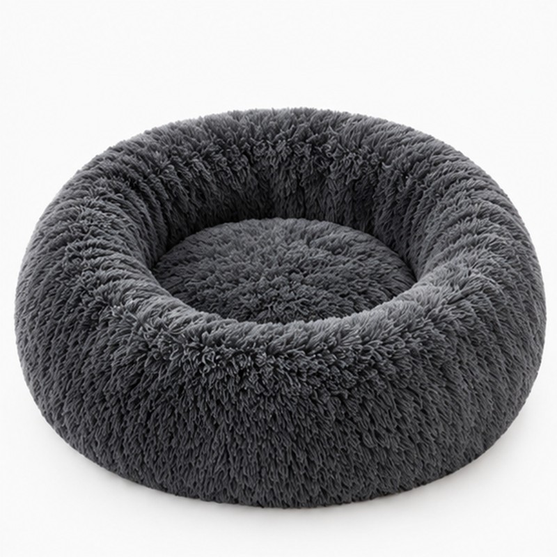 Round Plush Pet Bed for Dogs & Cats – Soft