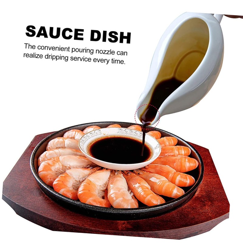 Ciieeo 1 Set Ceramic Gravy Pourer with Saucer Elegant Condiment