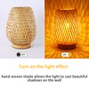 Schindora Handmade Boho Bamboo Small Table Lamp Willow Woven Desk